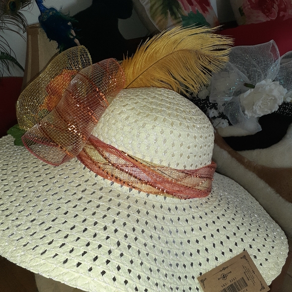 GROOVY GLAM Tropicana Sunset Roses Handmade Original Kentucky Derby Fancy Hat main image 9